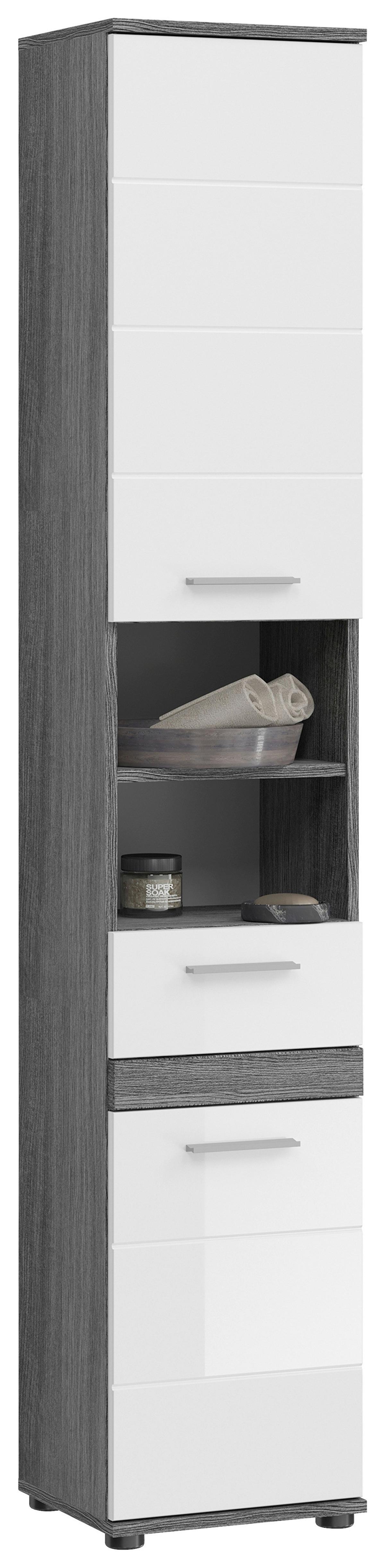 Hochschrank Blake 2-Türig B: 35 cm - Weiß Hochglanz/Anthrazit, MODERN, Holzwerkstoff (35/191/31cm) - MID.YOU