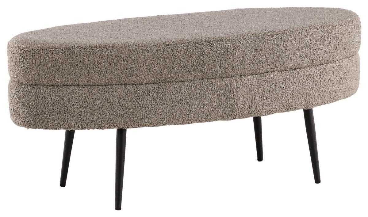 Hockerbank Otto - Greige/Schwarz, Design, Textil/Metall (100/41/40cm) - Livetastic