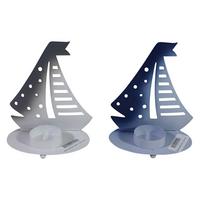 Dekofigur Boot H: 14 cm aus Metall für In- und Outdoor - Blau/Weiß, Basics, Metall (11/14cm)