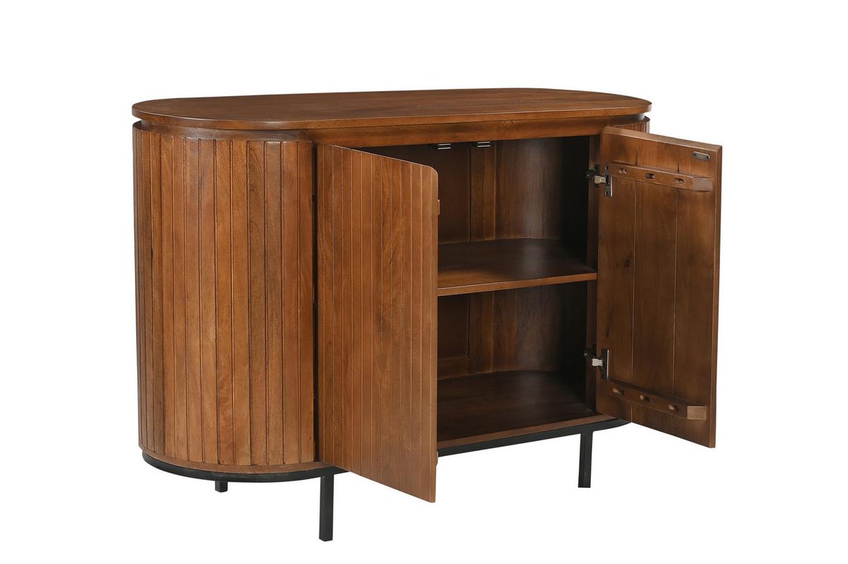 Sideboard Mangoholz/Schwarz B: 115cm - Schwarz/Naturfarben, Design, Holz/Metall (115/81/43cm) - MID.YOU