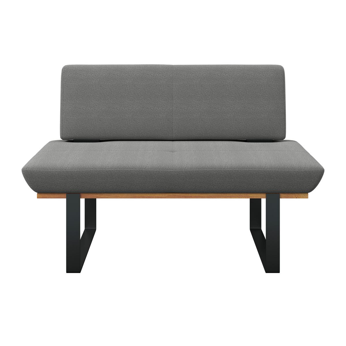 Sitzbank Tristan Webstoff grau, B: 130cm - Schwarz/Grau, MODERN, Holz/Textil (130/48/90cm) - James Wood