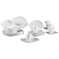 Kombiservice Acacia Keramik 6 Personen Geschirr Set Weiß - Weiß, Basics, Keramik - Creatable