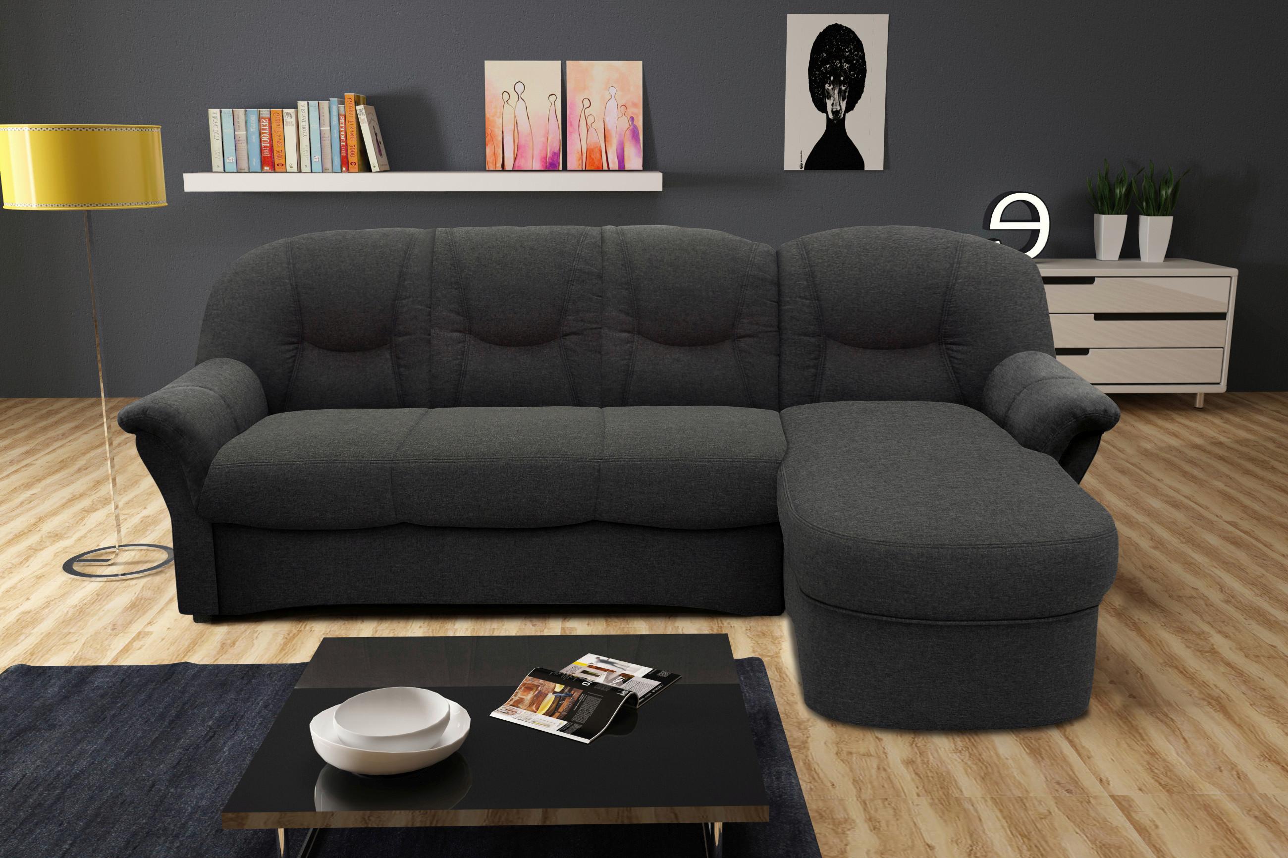 Ecksofa Papenburg Grau - Schwarz/Grau, KONVENTIONELL, Textil (233/142cm) - MID.YOU