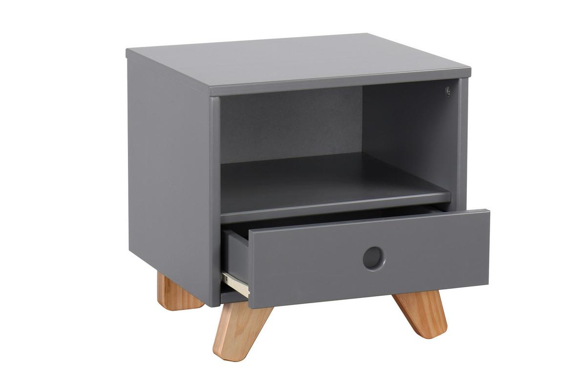 NACHTKÄSTCHEN Grau B: 40cm - Naturfarben/Grau, Design, Holzwerkstoff (40/40/35cm) - Livetastic