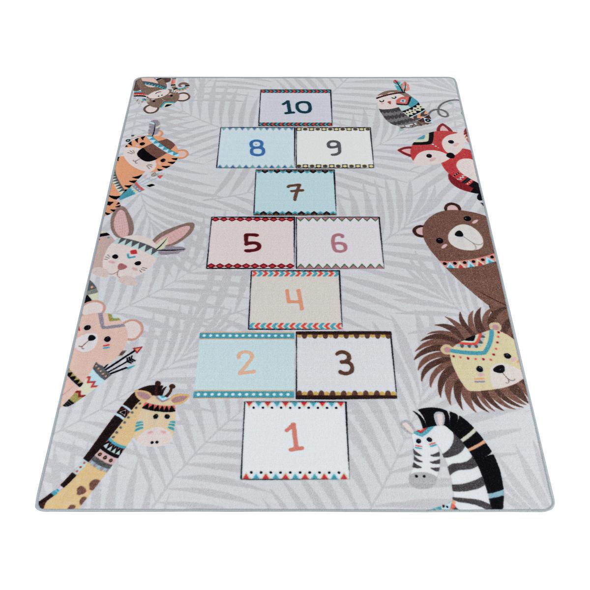 Spielteppich Hüpfspiel Grau/Bunt Play 100x150 cm - Grau, Trend, Textil (100/150cm)