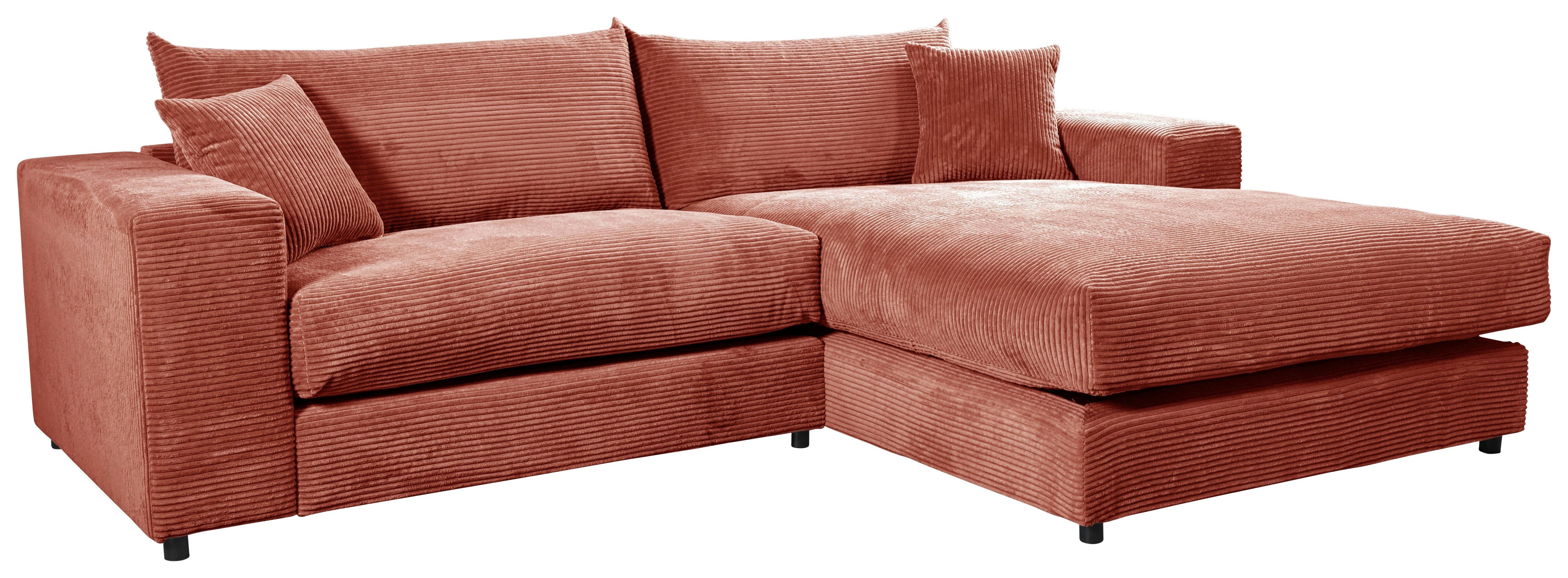 Ecksofa Funny S Rechts Terracotta S: 265x180 cm - Terracotta/Schwarz, Basics, Textil (265/180cm) - Livetastic