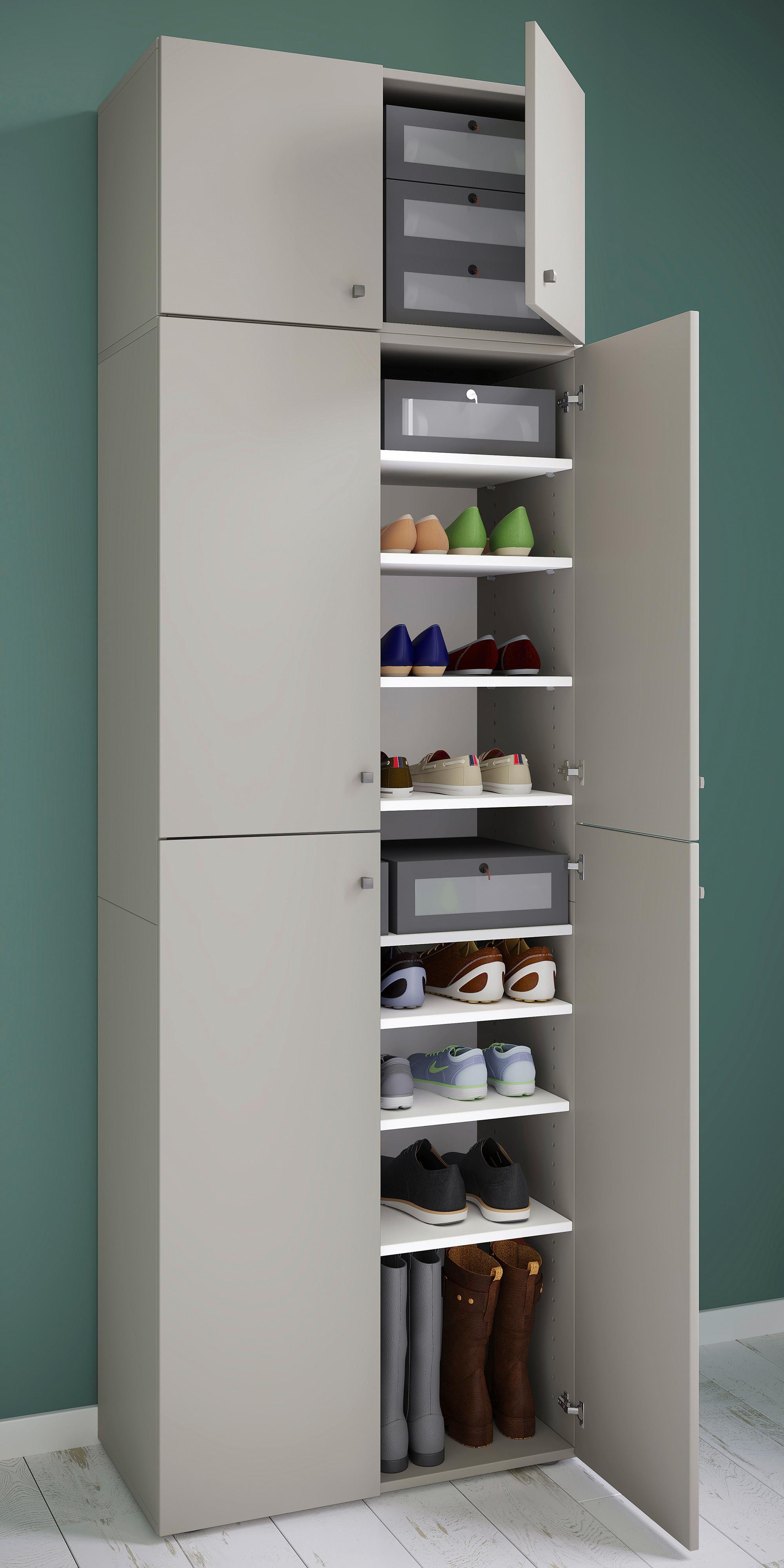 Schuhschrank Lona XXL Grau B: 70 cm - Schwarz/Grau, MODERN, Holzwerkstoff (70/223/39cm) - MID.YOU