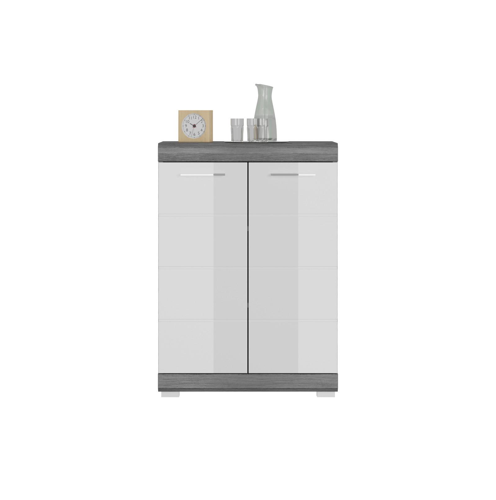 Kommode Scout Grau/Weiß B: 60 cm - Chromfarben/Weiß Hochglanz, Design, Holzwerkstoff (60/85/37cm) - MID.YOU