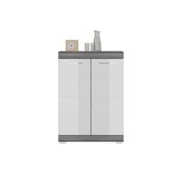 Kommode Scout Grau/weiß B: 60 Cm - Chromfarben/Weiß Hochglanz, Design, Holzwerkstoff (60/85/37cm) - MID.YOU