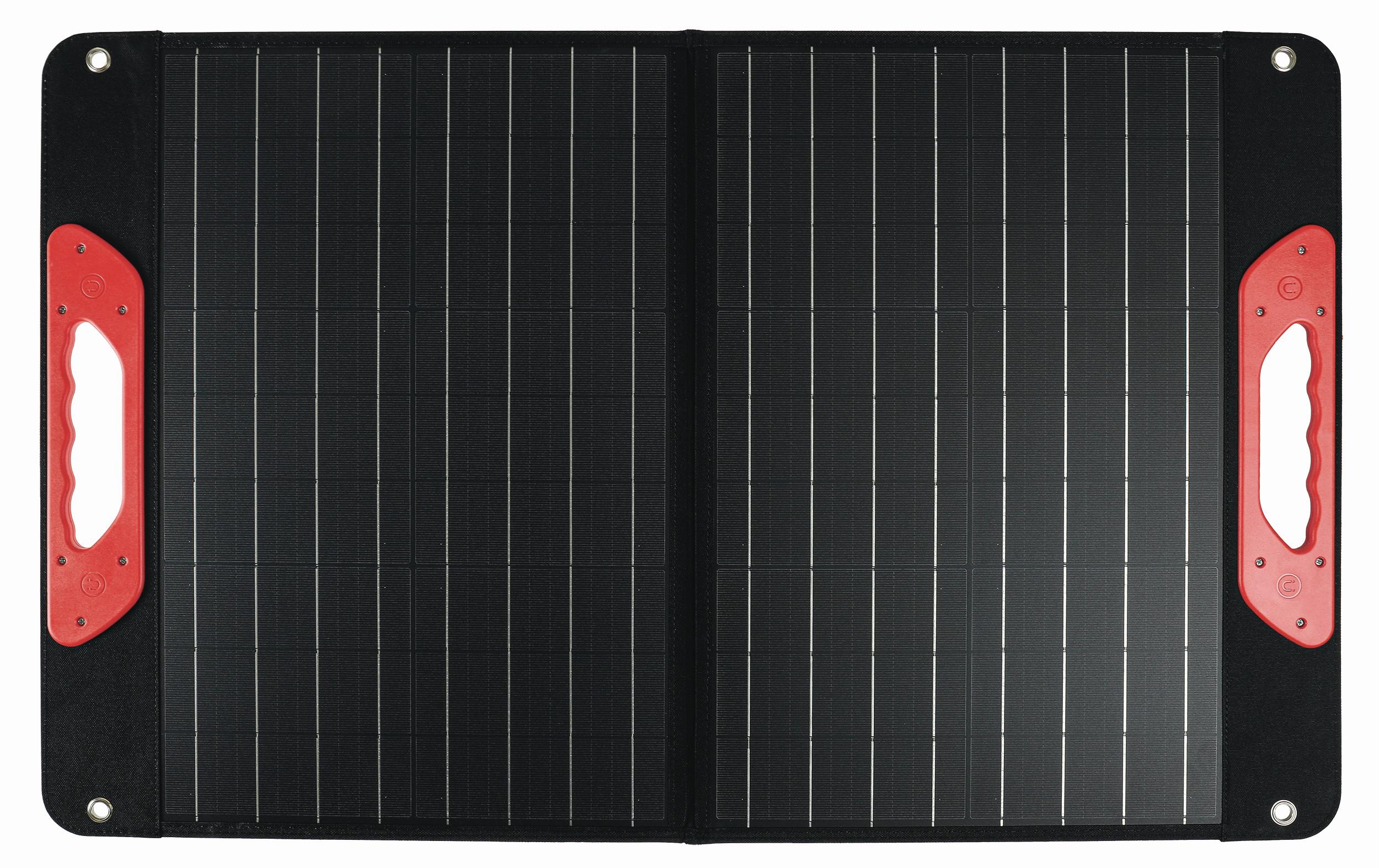 Solarpanel 60 W tragbar mit Laderegler + Anschlusskabel - Rot/Schwarz, Basics, Kunststoff (53/42/5cm)