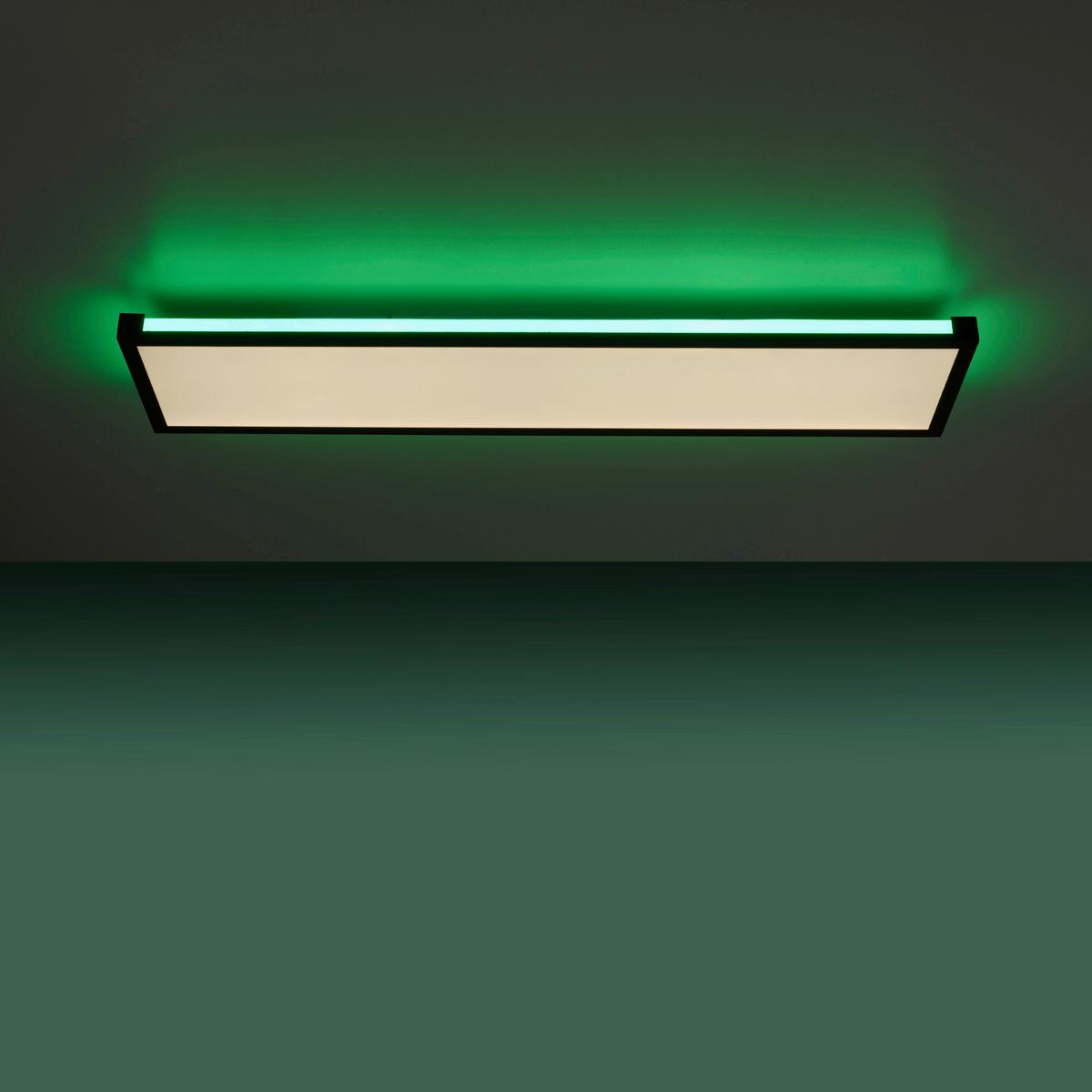 Deckenleuchte Mario L: 100 cm Rechteckig 2-Flammig dimmbar - Schwarz, Design, Kunststoff/Metall (100/25/7,1cm)