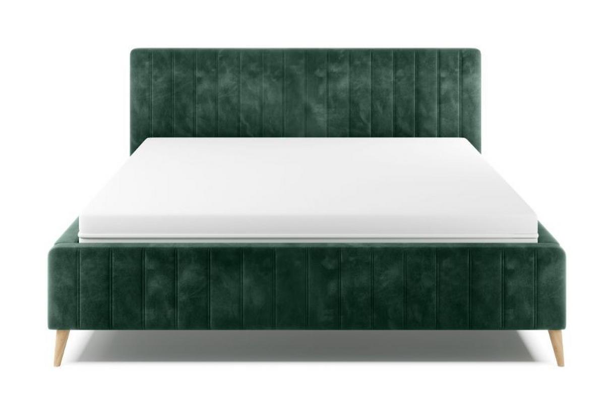 Postel s roštem Tamina, 160x200, tmavě zelená - tmavě zelená/přírodní barvy, Design, dřevo/textil (160/200cm)
