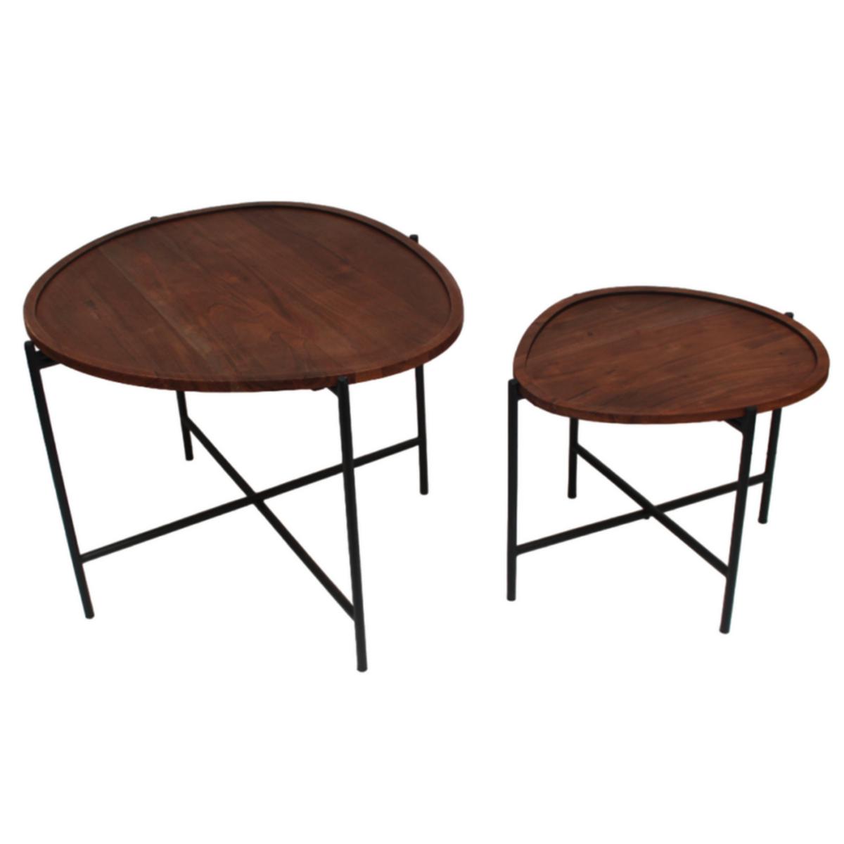 Couchtischset Lisse Braun, 65 Cm - Schwarz/Braun, MODERN, Holz/Metall (65/58/45cm) - MID.YOU