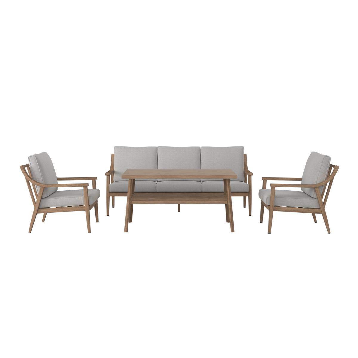 Loungegarnitur Elena - Beige/Naturfarben, MODERN, Textil/Metall - Beldano