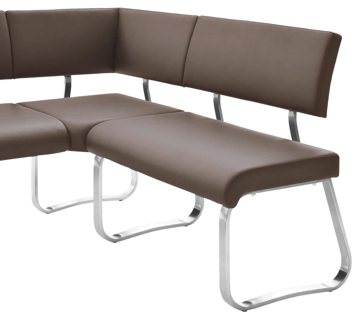 Eckbank Braun Lederlook Arco 200x150 cm - Edelstahlfarben/Braun, Design, Textil/Metall (200/150cm) - Livetastic