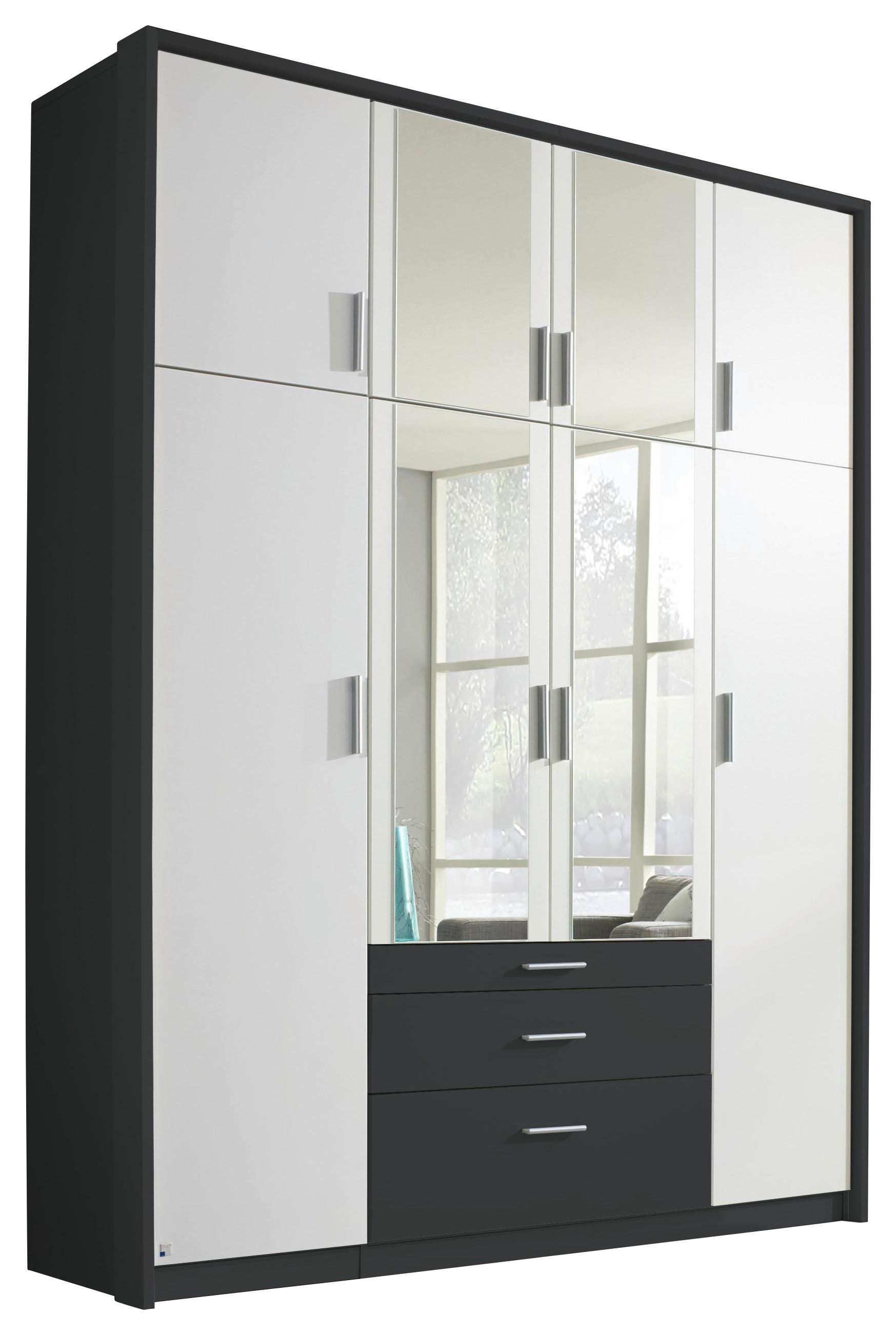 Drehtürenschrank Mit Spiegel + Laden 185cm Hildesheim, Weiß - Klar/Weiß, Design, Glas/Holzwerkstoff (185/231/56cm) - Rauch Möbel