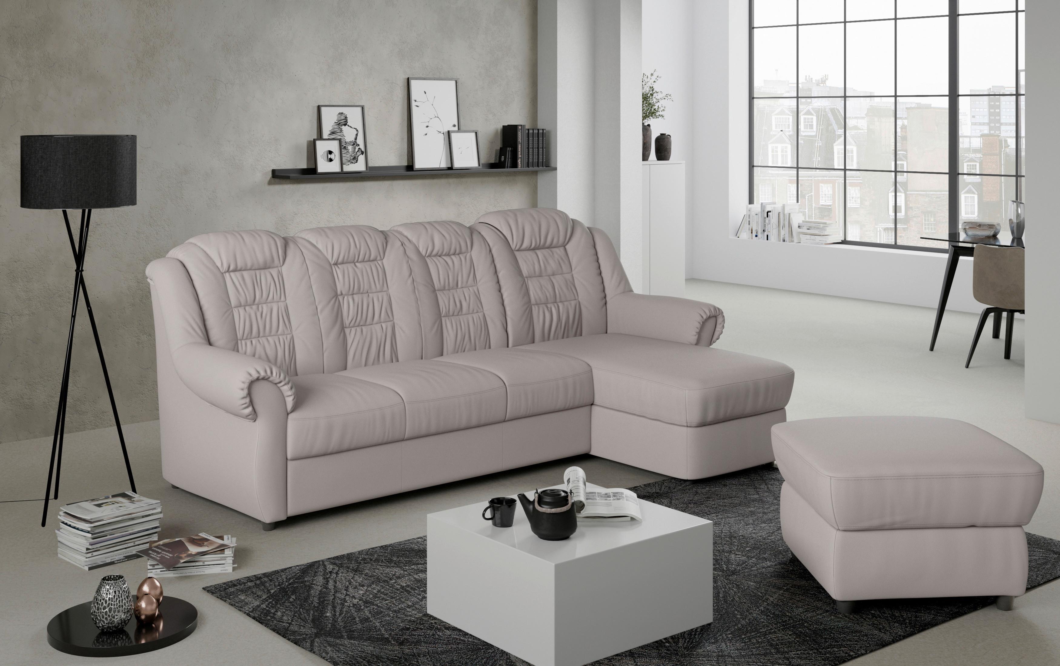 Ecksofa Boston Hellbraun Lederlook - Hellbraun/Schwarz, KONVENTIONELL, Textil (262/165cm) - Livetastic
