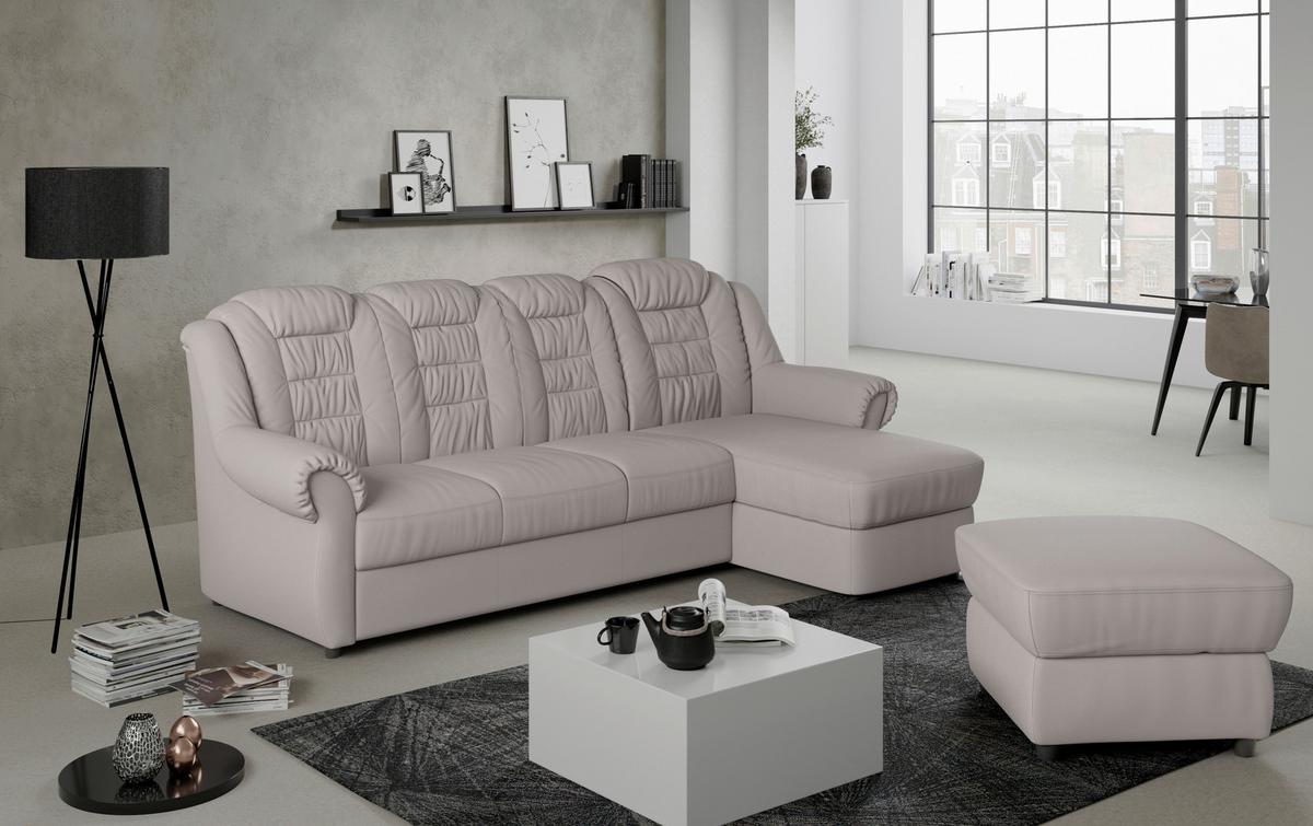 Ecksofa Boston Hellbraun Lederlook - Hellbraun/Schwarz, KONVENTIONELL, Textil (262/165cm) - Livetastic