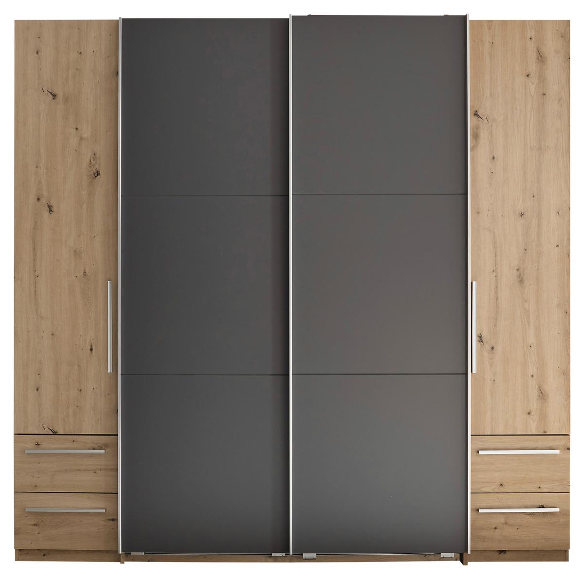 Schwebetürenschrank Bordo - Graphitfarben/Eiche Artisan, KONVENTIONELL, Holzwerkstoff (215/211/60cm)