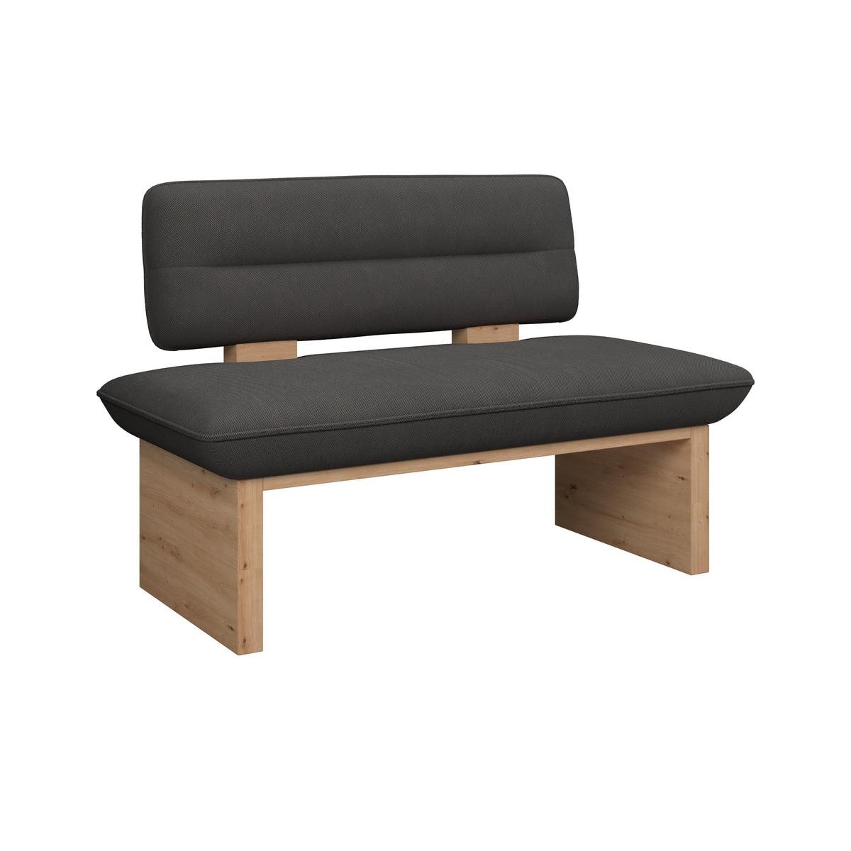 Sitzbank Beluna II Webstoff anthrazit, B: 120cm - Eichefarben/Anthrazit, KONVENTIONELL, Holzwerkstoff/Textil (120/87/67cm) - James Wood