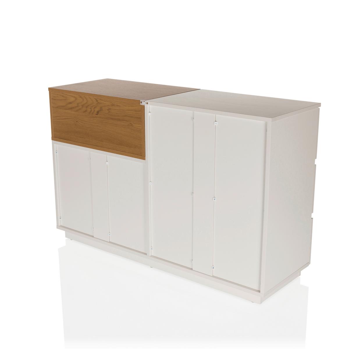 Sideboard Melmo S Weiß/eichefarben B: 120 Cm - Eichefarben/Weiß, MODERN, Holzwerkstoff (120/76/40cm) - MID.YOU