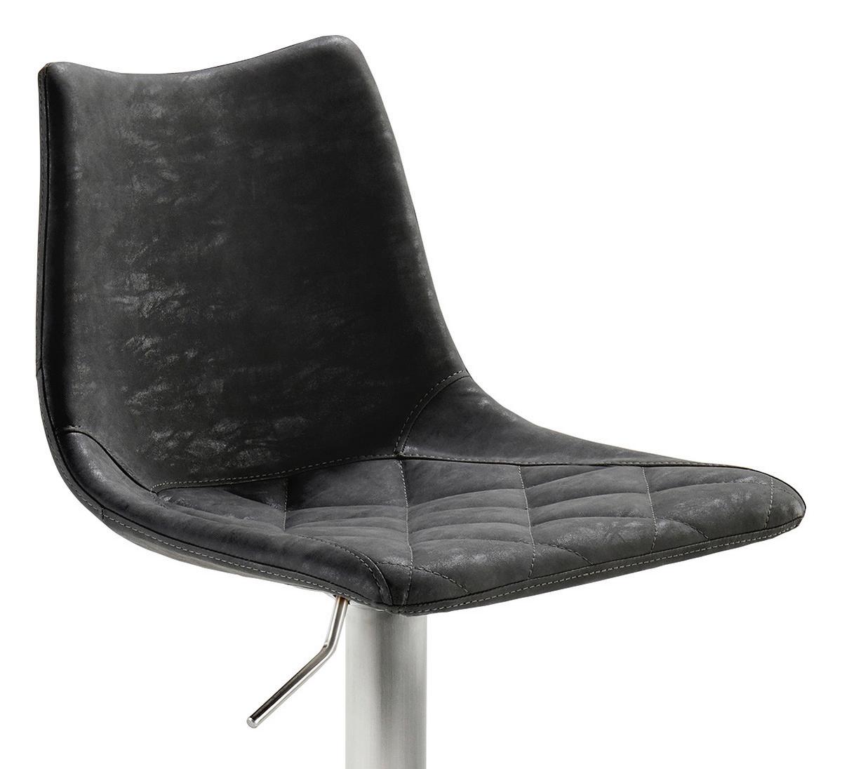 Barhocker Höhenverstellbar Und Drehbar My Tobi Schwarz - Edelstahlfarben/Schwarz, KONVENTIONELL, Holz/Textil (43/85-110/50cm) - Livetastic