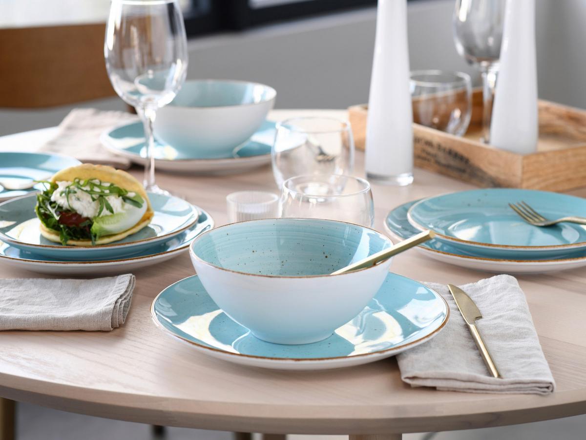 Tafelservice 24807 Vintage Nature Aqua - Weiß/Hellblau, Basics, Keramik - Creatable