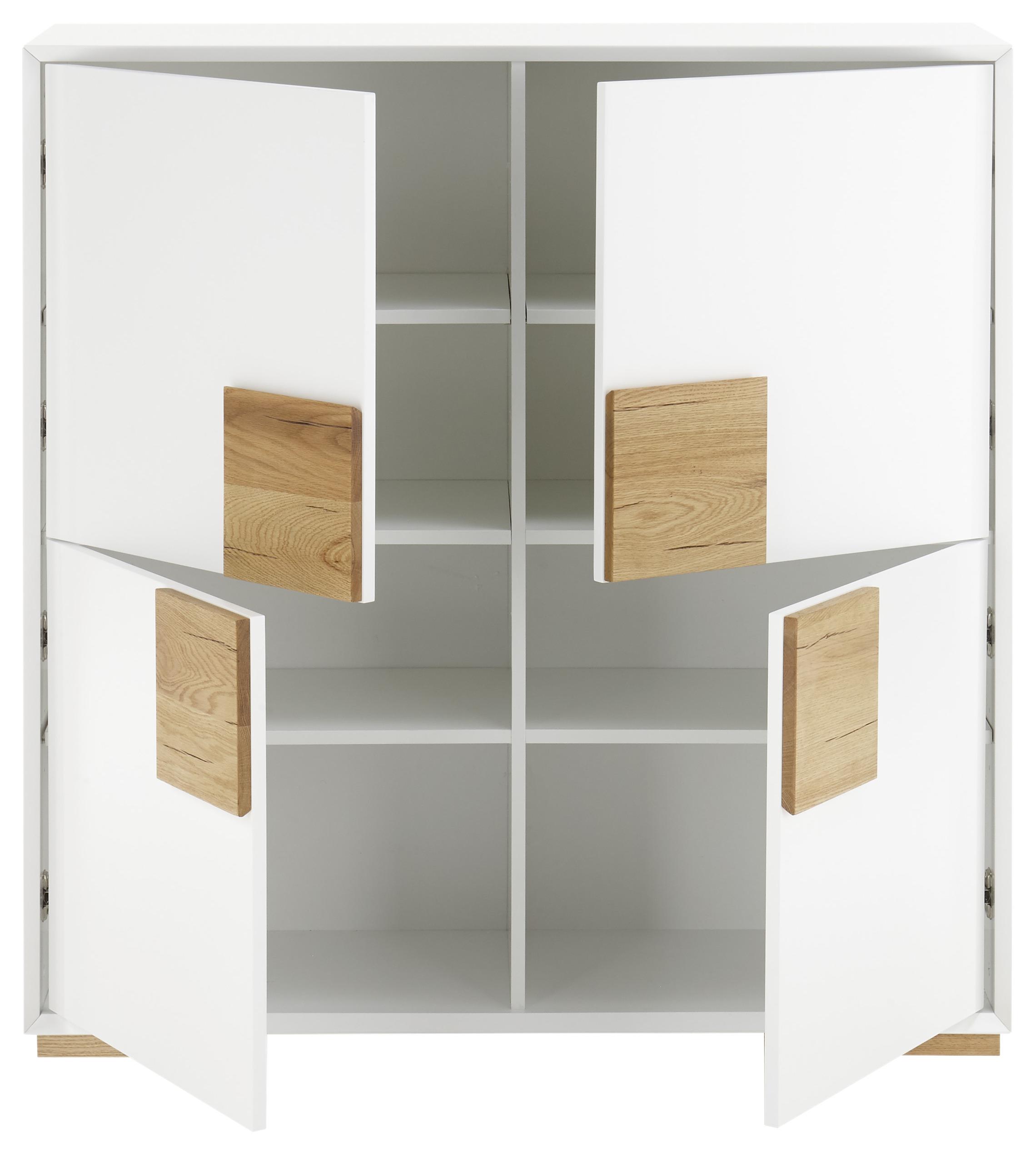 Highboard B: 108 cm Janela, Weiß/Eiche Dekor - Eichefarben/Naturfarben, MODERN, Holzwerkstoff (108/112/40cm) - Livetastic