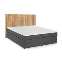 Boxspringbett Naturfarben /Dunkelgrau 180x200cm - Dunkelgrau/Schwarz, Basics, Holz/Textil (180/200cm) - Livetastic