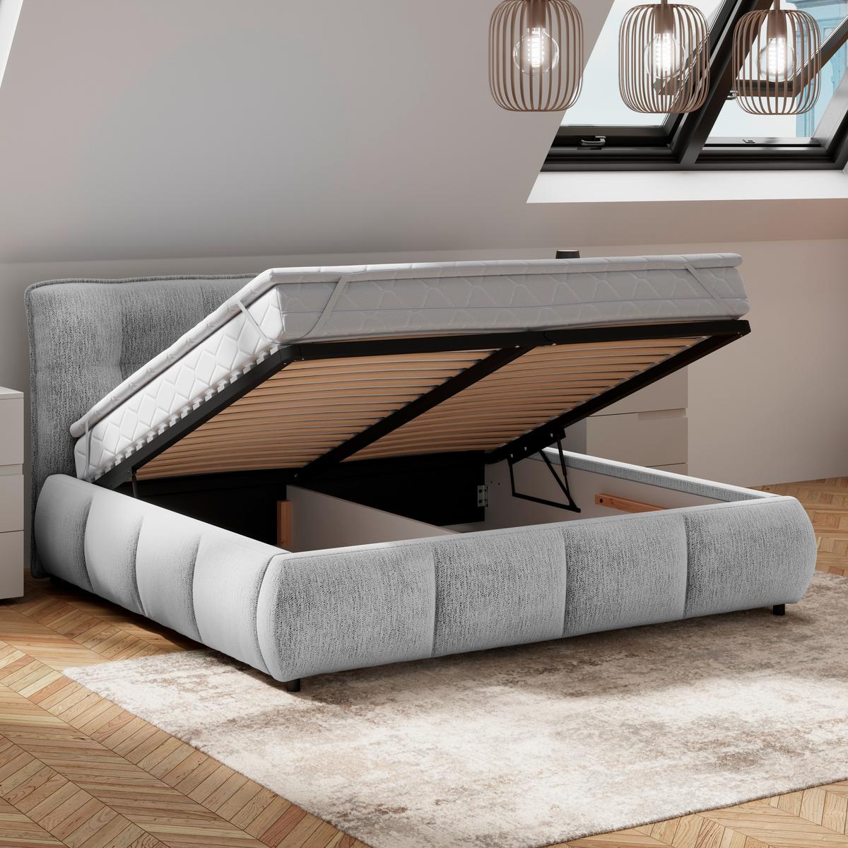 Polsterbett Limo Hellgrau 160x200 cm - Hellgrau/Schwarz, KONVENTIONELL, Holz/Holzwerkstoff (160/200cm) - James Wood