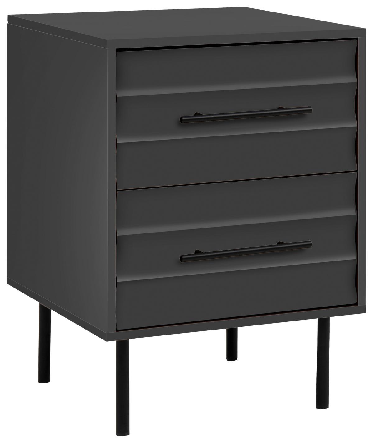 Nachtkästchen Carlton Anthrazit H: 55 cm - Anthrazit/Schwarz, Trend, Holzwerkstoff (40/55/39cm)