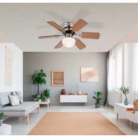 Deckenventilator Ugo Buchefarben 6 Holzflügel - Buchefarben, Basics, Holz/Metall (76/28cm) - Globo