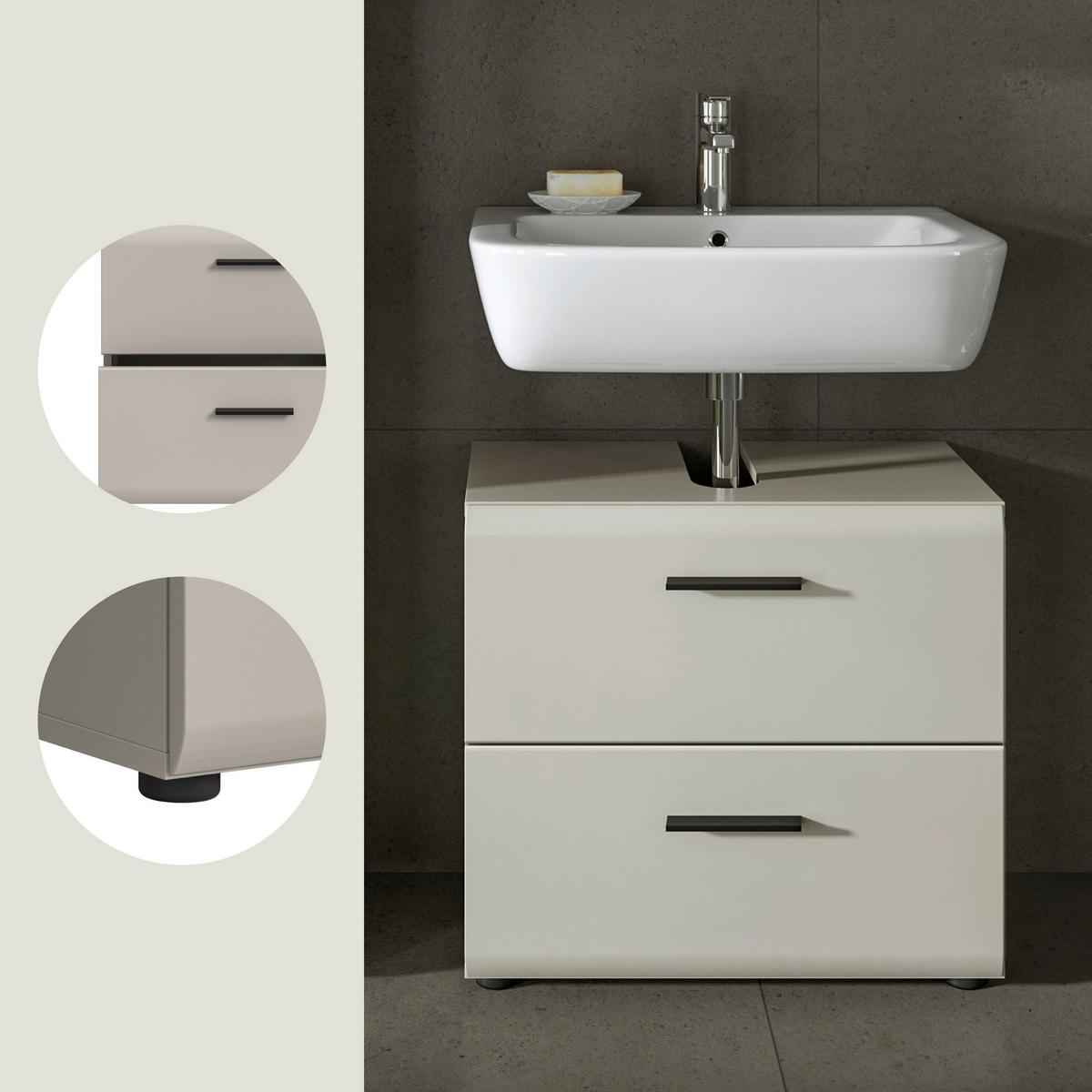 WASCHBECKENUNTERSCHRANK Ice Kaschmir B: 60cm - Kaschmir/Schwarz, Trend, Holzwerkstoff (60/55/30cm) - MID.YOU