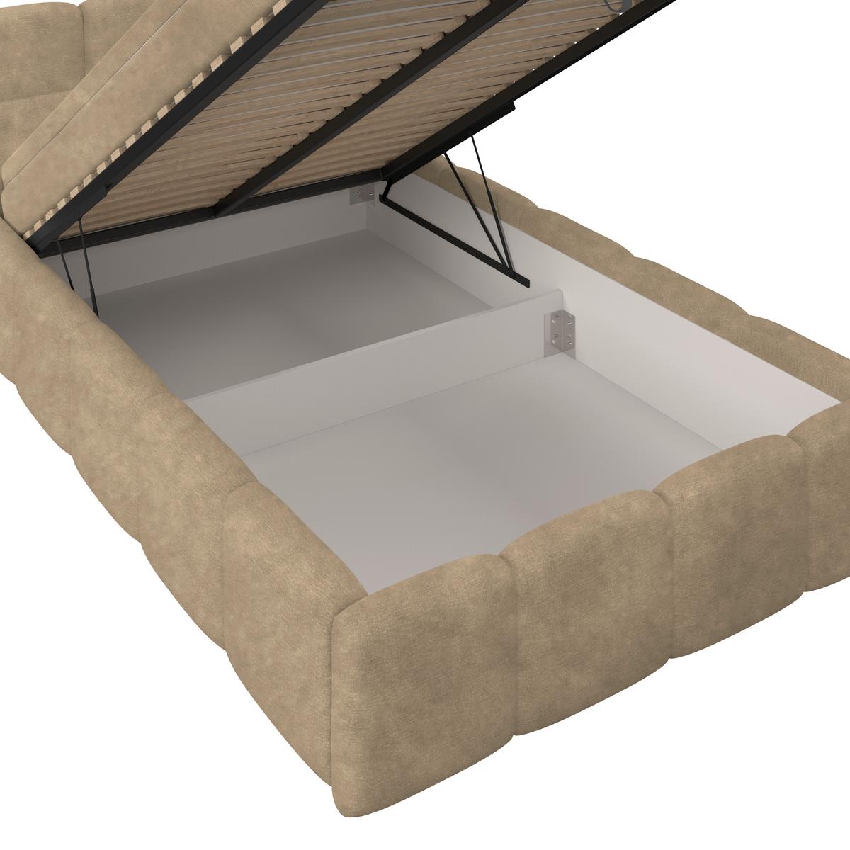 Polsterbett Noe Braun 140x200 cm - Schwarz/Braun, Trend, Textil/Metall (140/200cm)