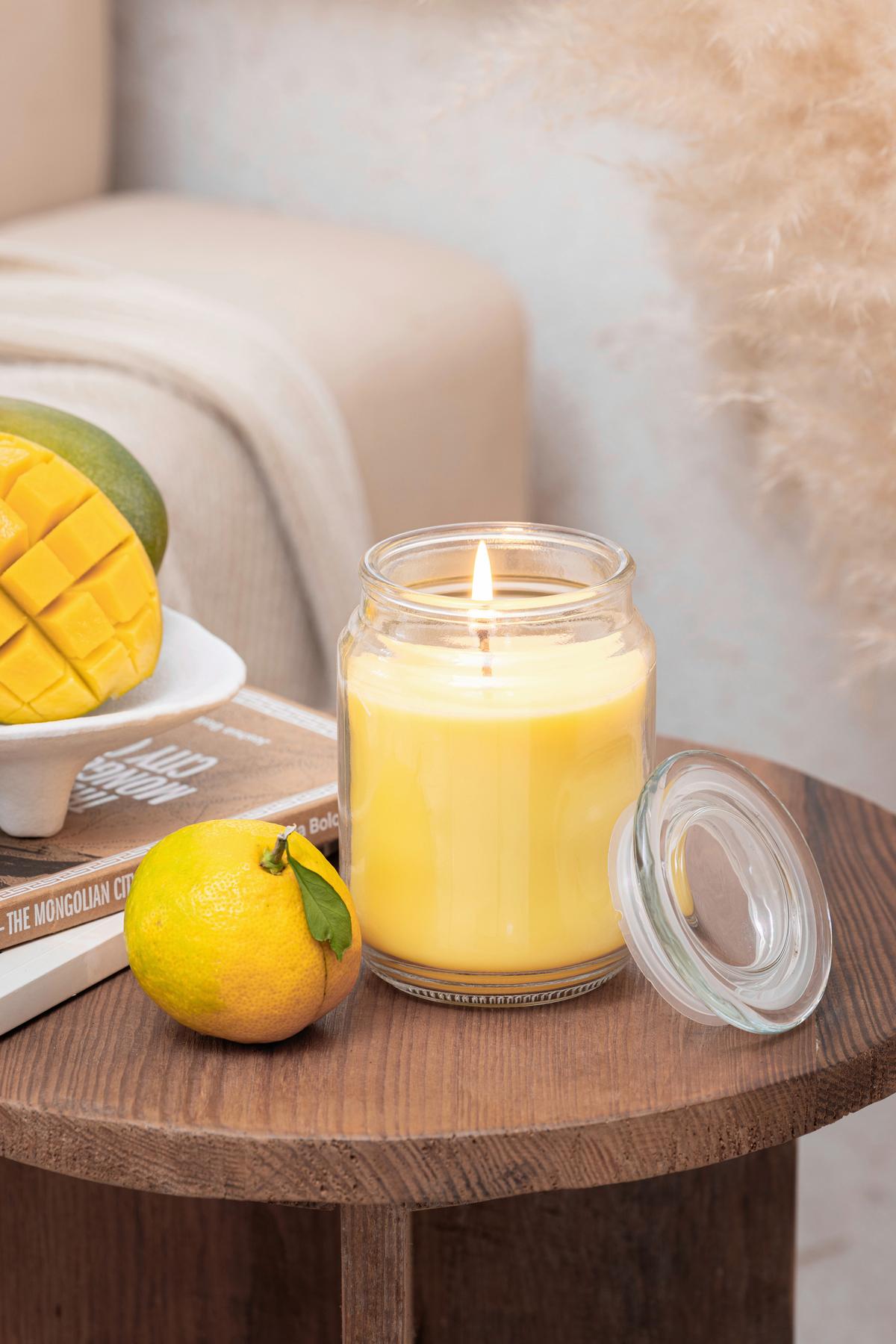 Kerze Im Glas Mit Deckel Leonie - Blau/Klar, KONVENTIONELL, Glas/Naturmaterialien (9.5/14cm) - Ondega