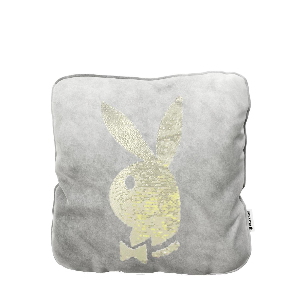 Zierkissen Bunnyhead 40x40 cm Synthetikfaser Grau - Grau, Basics, Textil (40/40cm) - Playboy
