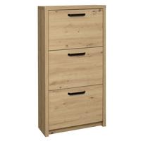 Vyklápěcí botník Klapp - dekor dub - barvy dubu/černá, Basics, kov/kompozitní dřevo (64/125/24cm)