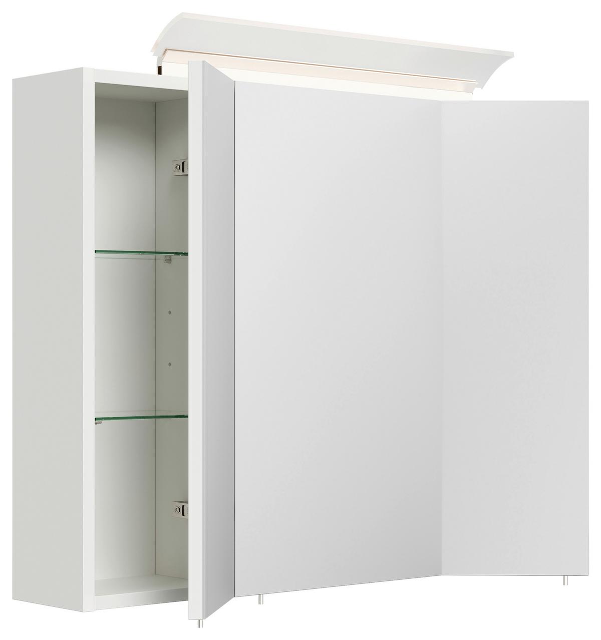 Spiegelschrank Weiß Hochglanz B: 75 cm - Weiß Hochglanz, MODERN, Glas/Holzwerkstoff (75/62/17cm) - MID.YOU