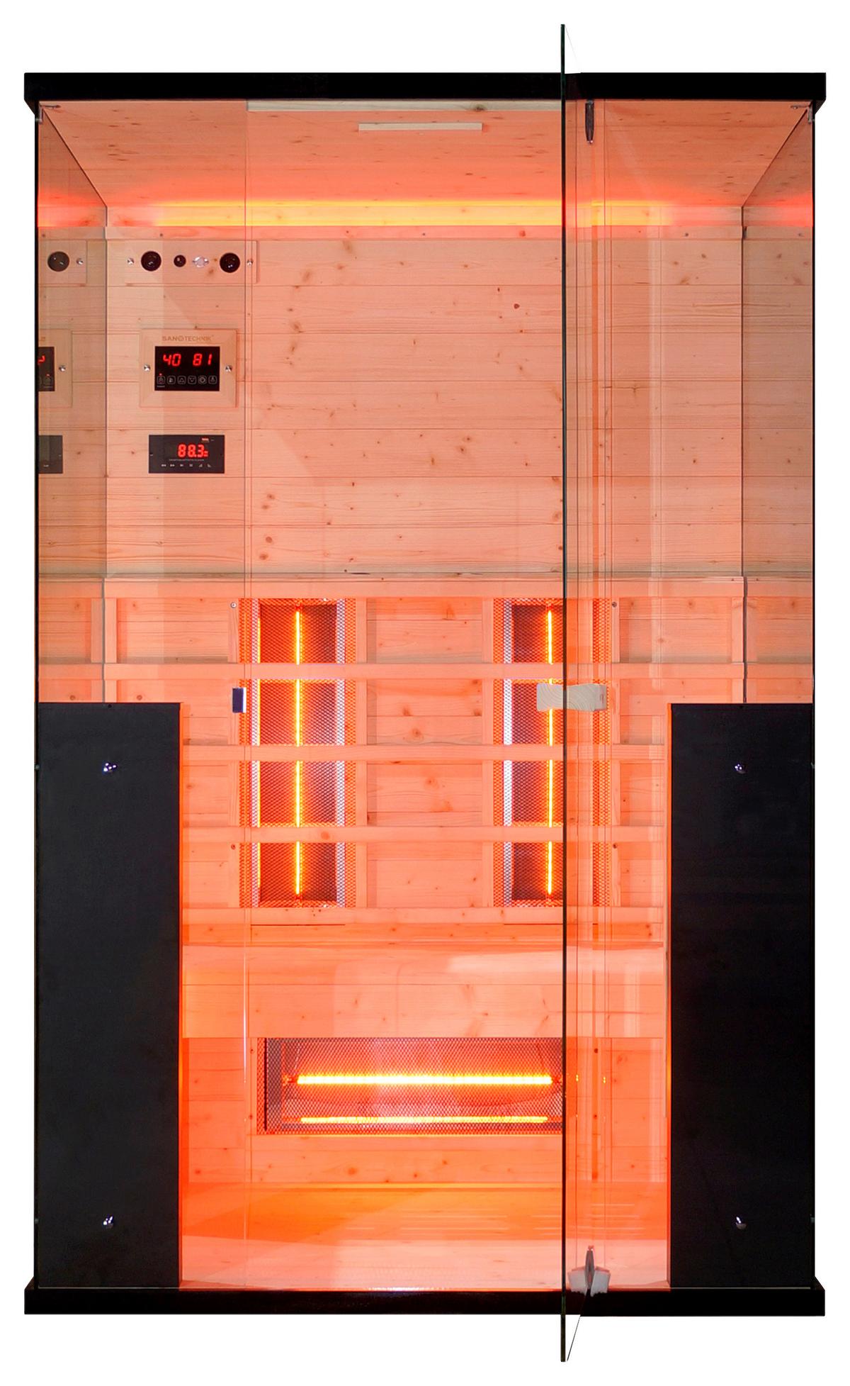 Infrarotkabine Billund Schwarz B: 125 cm - Schwarz, KONVENTIONELL, Holz (125/190/100cm) - Sanotechnik