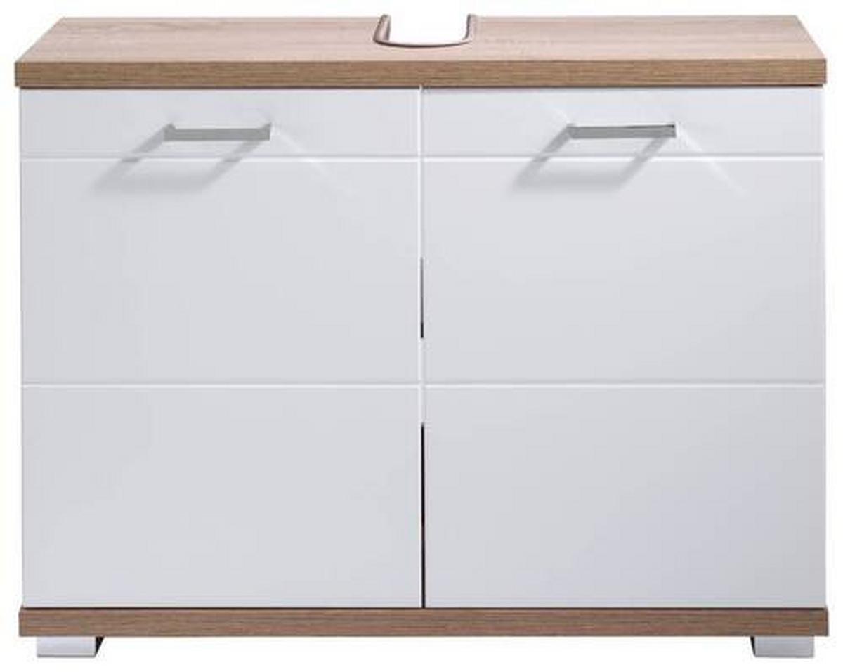 Waschbeckenunterschrank Nebraska B: 80cm Weiß - Chromfarben/Weiß, LIFESTYLE, Holzwerkstoff (80/59/31,5cm) - MID.YOU