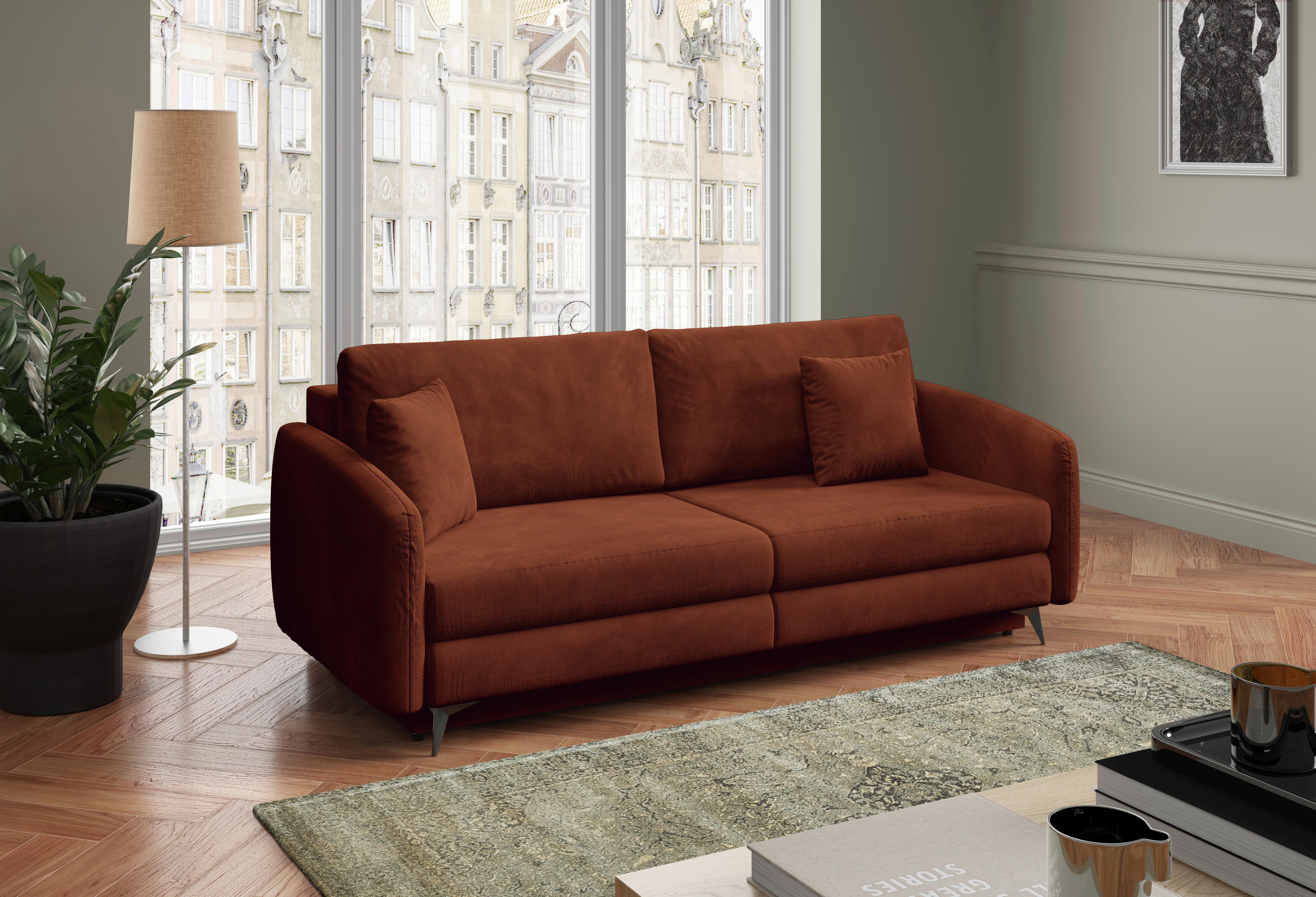 Schlafsofa Ingrid Rostfarben B: 230cm - Rostfarben/Creme, Design, Textil (230/100/103cm) - Livetastic