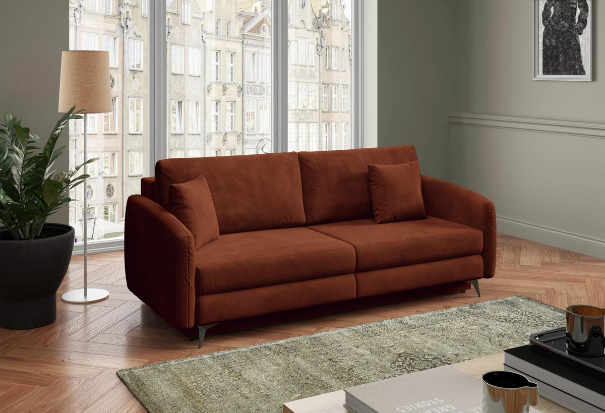 Schlafsofa Ingrid Rostfarben B: 230cm - Rostfarben/Creme, Design, Textil (230/100/103cm) - Livetastic