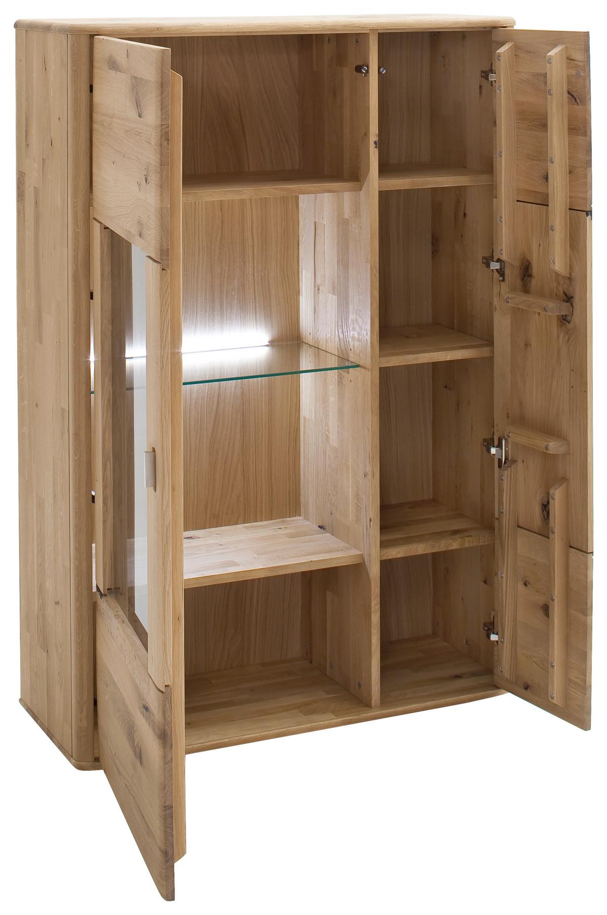 Highboard Massiv B: 96 cm Ravello Eichefarben - Eichefarben, Design, Glas/Holz (96/140/38cm) - Livetastic