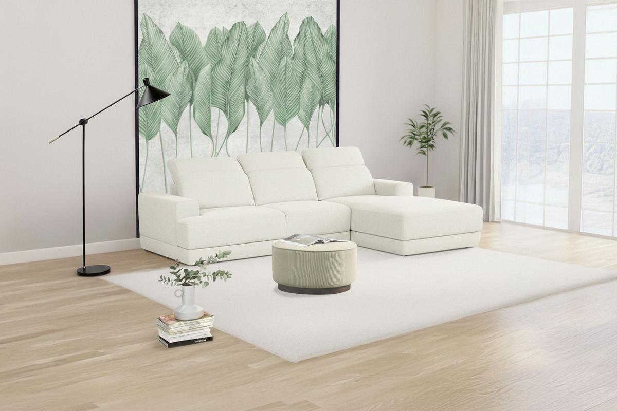 Ecksofa Frans Weiß S: 293 Cm - Schwarz/Weiß, Design, Textil (293/204cm) - MID.YOU