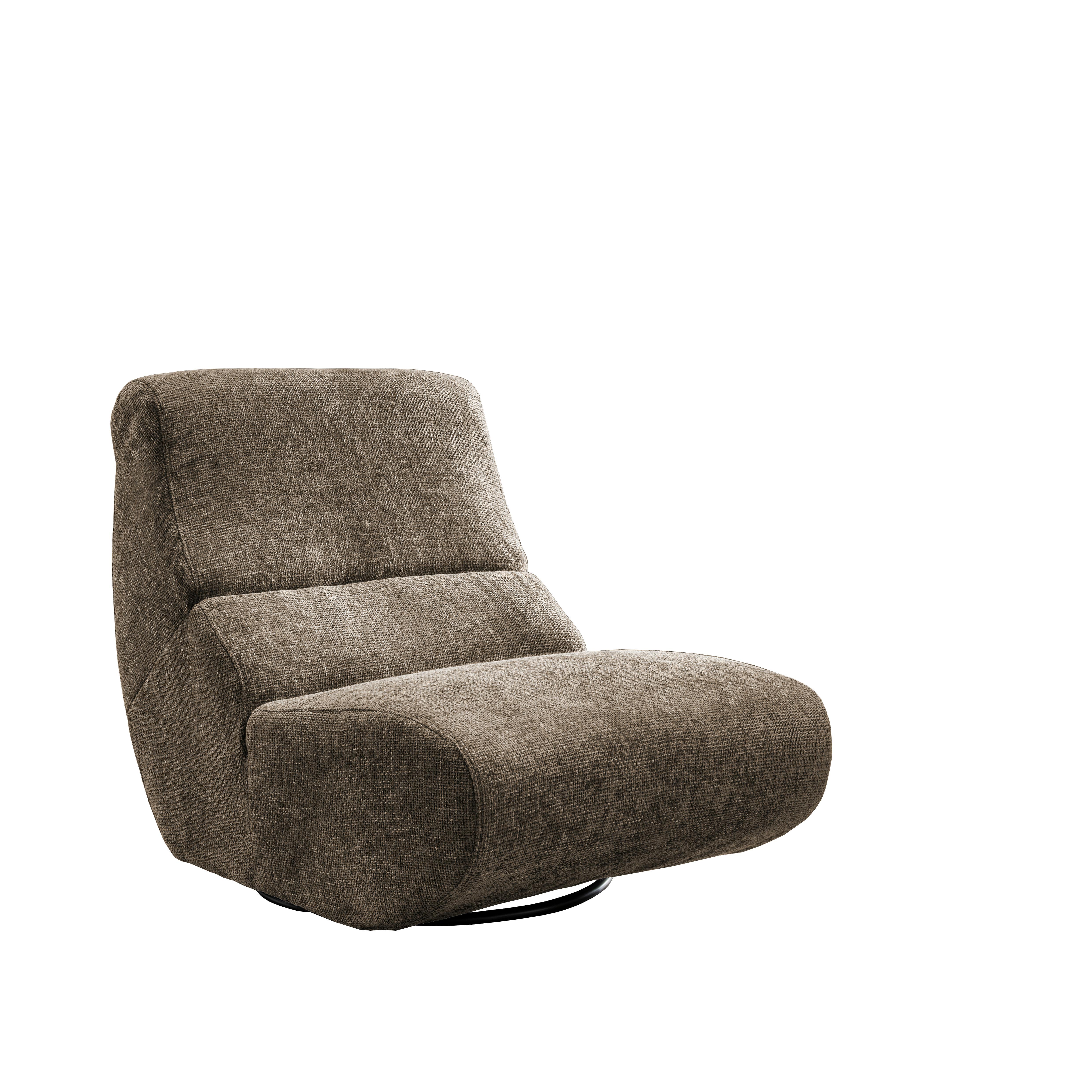 Sessel Lucera Cappuccino 360° drehbar, B: 74 cm - Schwarz/Cappuccino, Design, Textil (74/85/105cm) - Livetastic