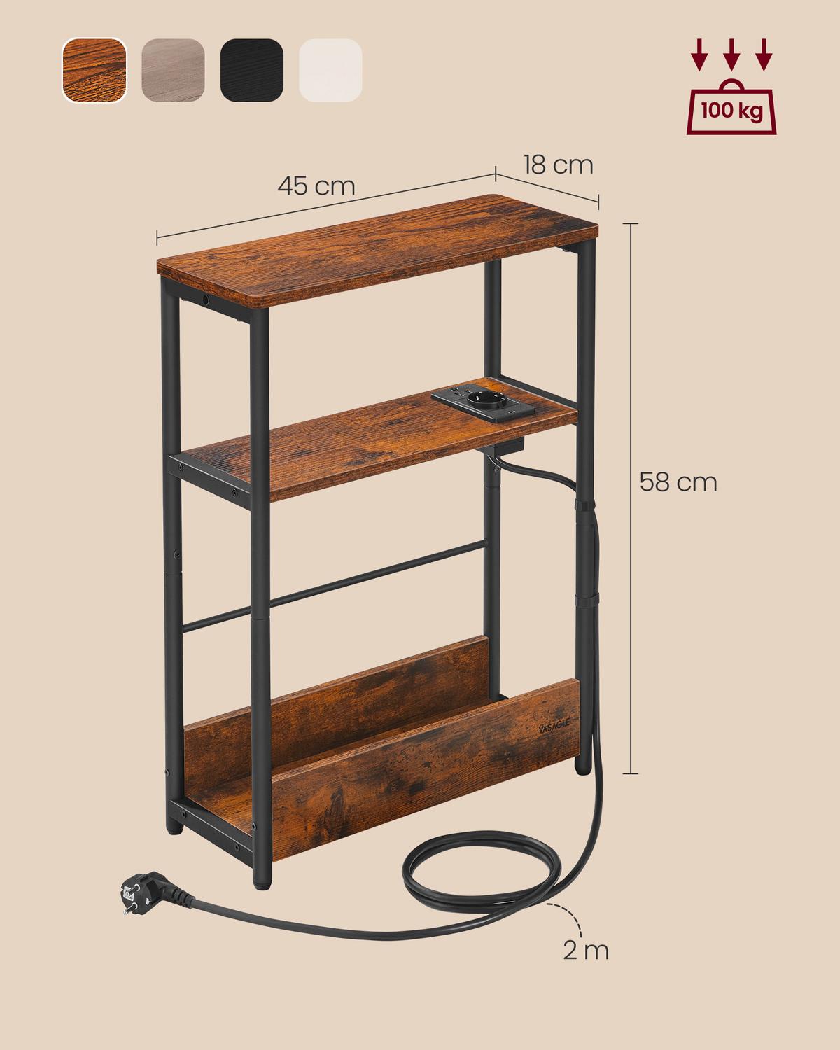 Príručný stolík čierna, tmavohnedá - čierna/tmavohnedá, Trend, kov/kompozitné drevo (18/58/45cm) - MID.YOU