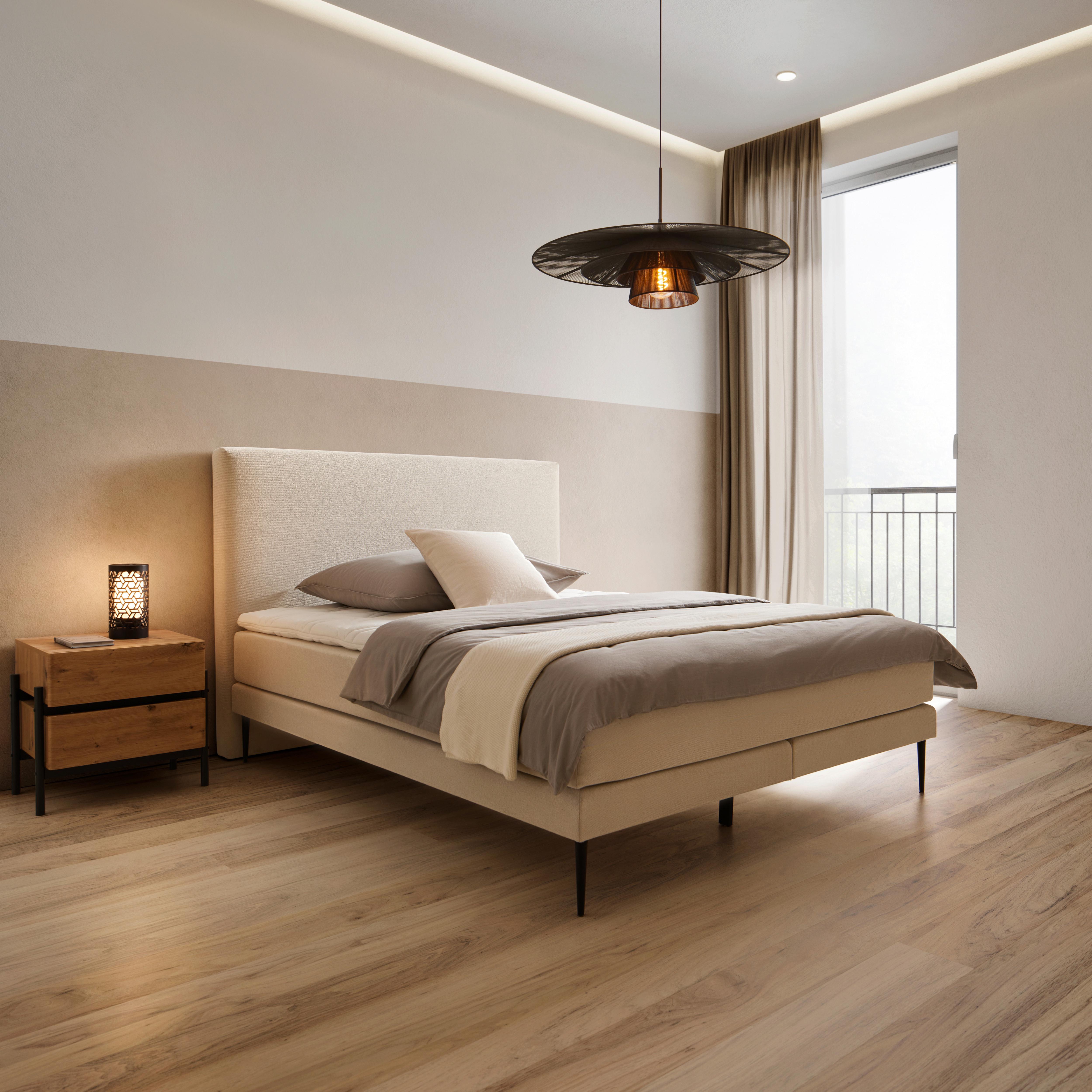 Boxspringová posteľ NEVADA 180x200, béžová - čierna/béžová, Modern, kov/drevo (180/200cm) - Bessagi