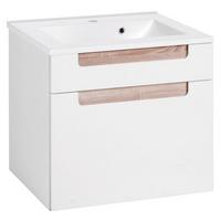 Waschbecken mit Unterschrank Siena B: 60cm Weiß/Eiche Dekor - Weiß/Sonoma Eiche, MODERN, Holzwerkstoff/Stein (60cm) - Held