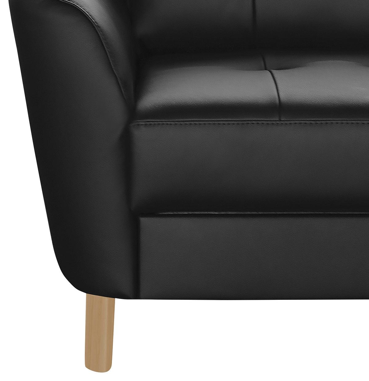 Ecksofa Nordic Schwarz S: 236x190 cm - Buchefarben/Schwarz, Design, Leder/Textil (236/190cm) - Livetastic