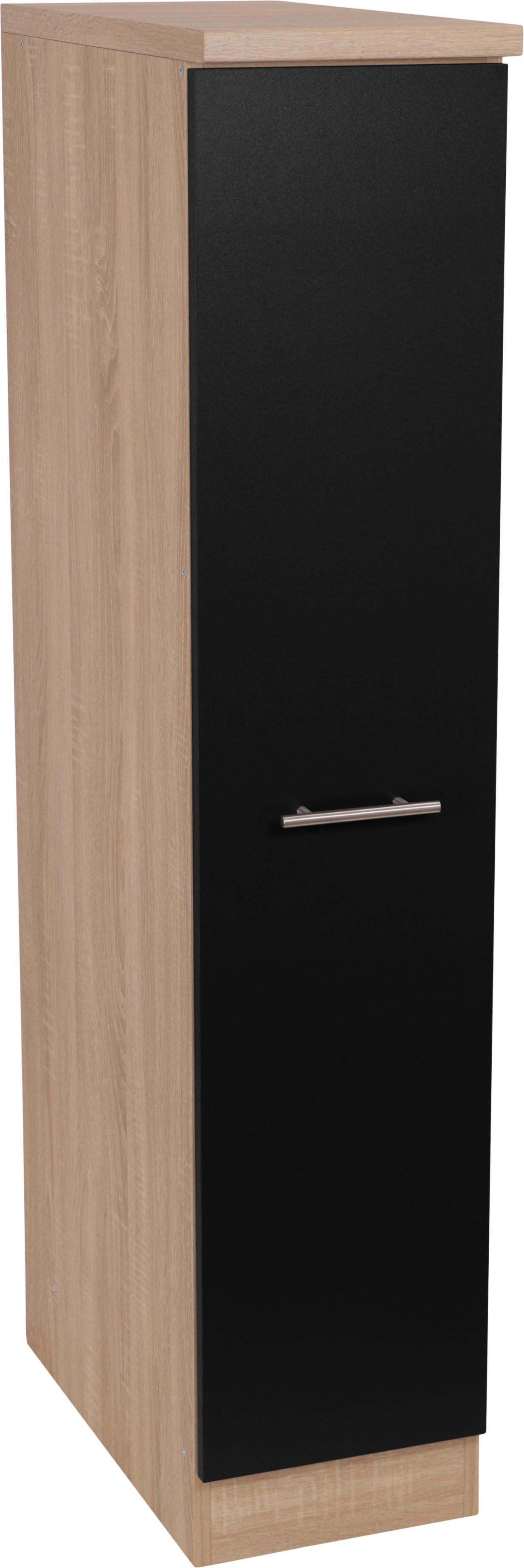 Apothekerschrank Merle Schwarz, Eiche Dekor B: 30cm - Eichefarben/Schwarz, Basics, Holzwerkstoff (30/144,8/60cm) - Respekta
